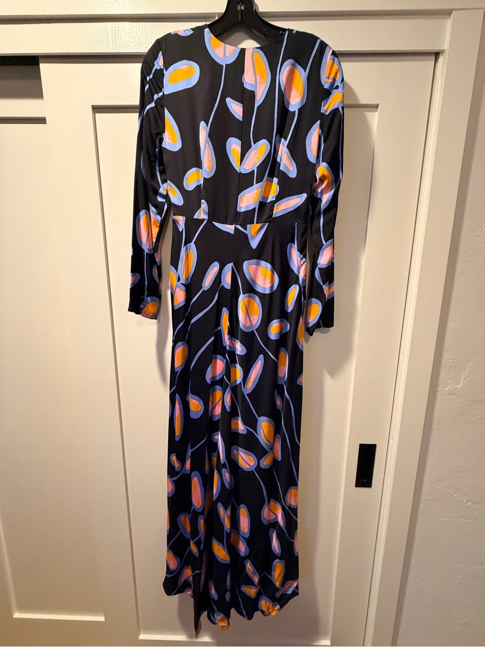Diane Von Furstenberg Black Maxi Dress with Orange and Lavender Print - Picture 3 of 4